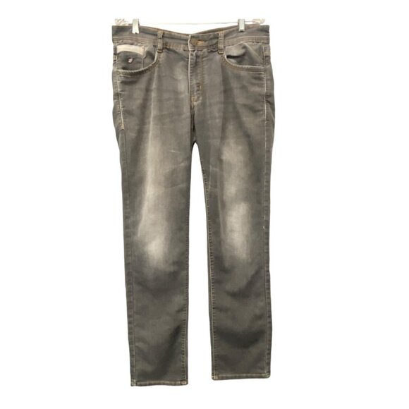 Men Distressed Denim Jeans UNITED & FITCH Sz 34 Black Relaxed Everyday 2a-9 - Picture 1 of 13